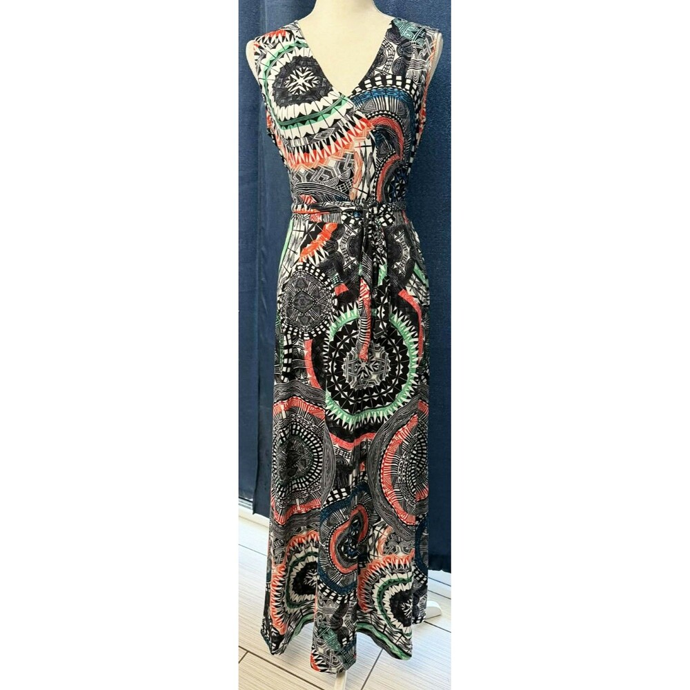 Coline Dress Medium Geometric Maxi Women's Boho Maximalist Pullover Wrap Style